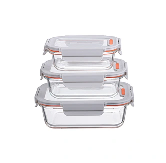 Bar shaped air vent glass buckle lid food container